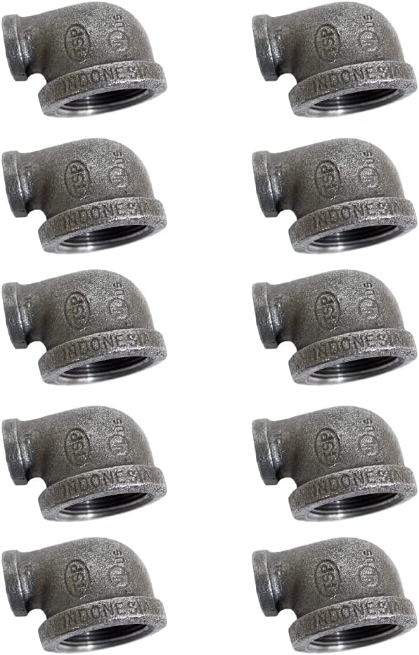 10 PACK 1-1/4" X 1/2" BLK MALL FTG RED ELBOW 90 DEGREES