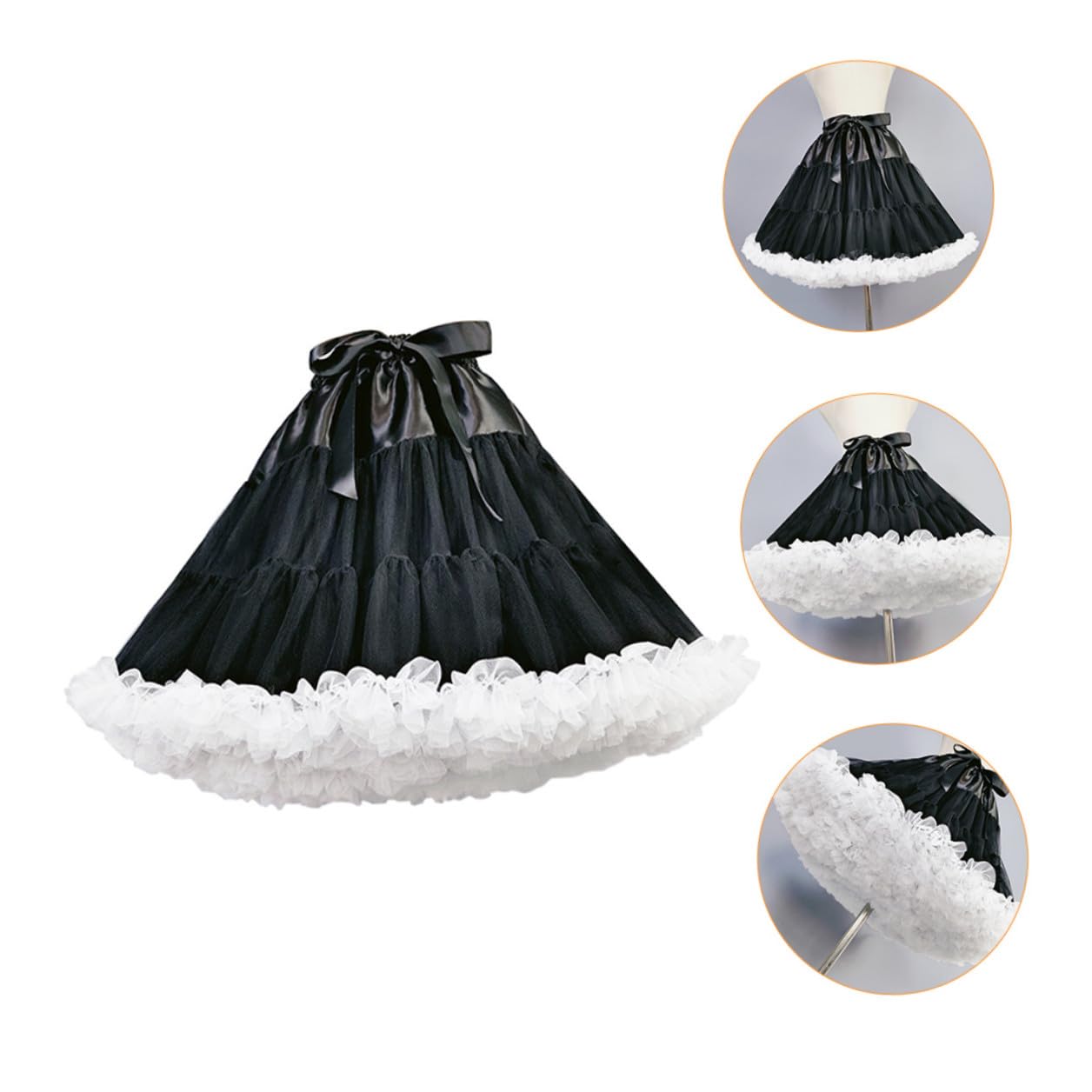 Healeved Lolita Unterrock 1 Stück Gauze Weiß für Damen Fancy | Sweet Style, Knitterarm und Formstabil, Leicht zu Reinigen, Bequemes und Ausziehen