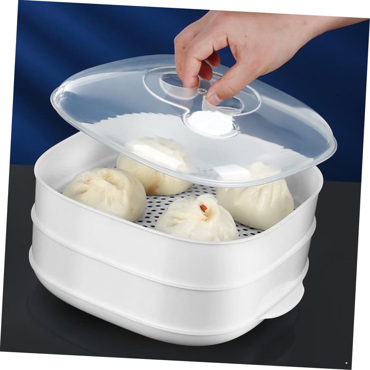 Alimentos Eléctricos Cocina Microondas Cesta Tapa Bollos De Vapor Bola De Masa De Arro 6