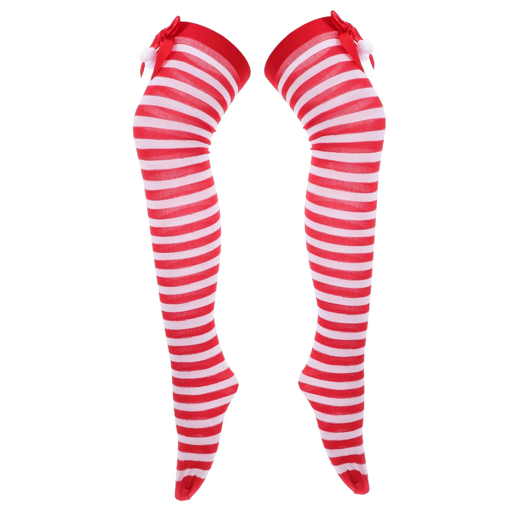 Holibanna Chaussettes de et Chaleureuses avec Nœud Créatif Chaussettes Longues Rayées Rouge et Blanc pour