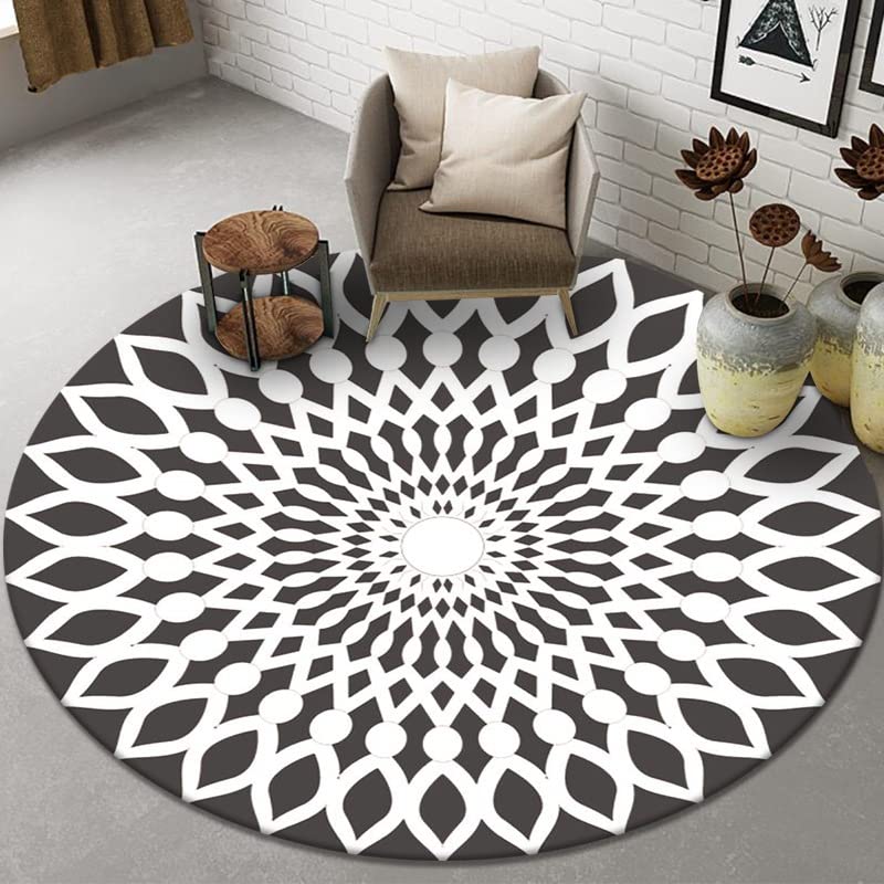 Living Room Round Rug SJR-01 ins Wind Visual Abstract Floor mat Printed Coffee Table Hanging Basket Round mat Bedside Rug 31.5 in