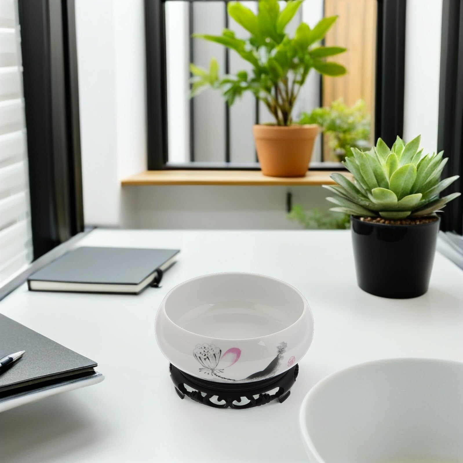 Ceramiczna Doniczka Hydroponiczna z Białej Porcelany z Kwiatem Lotosu bez Otworu z Plastikową Podstawą Stylowy Planter Do Wnętrz Idealna Narcyzy i Wodne