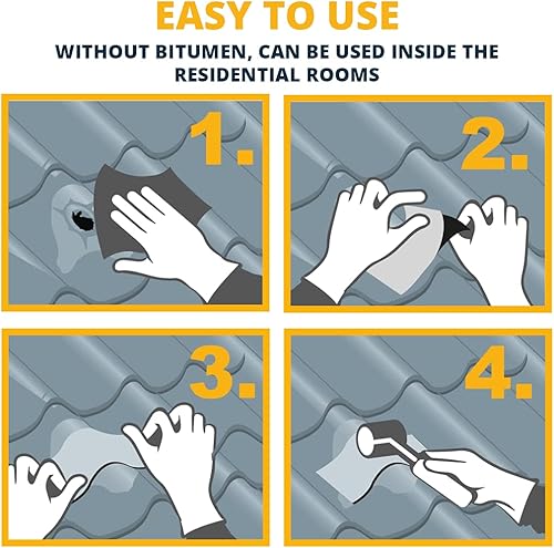 Miniatura 4 de ALENOR Parche de reparación de butilo rojo para todo tipo de clima, parche de sellado impermeable de 4 x 6 pulgadas, reparación de tuberías de techo