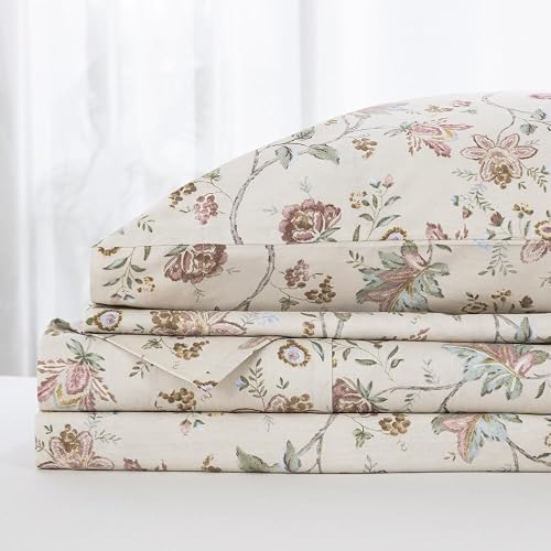 DAUAOTO Full Size Printed Sheets Set, 100% Cotton Bedding Sets,