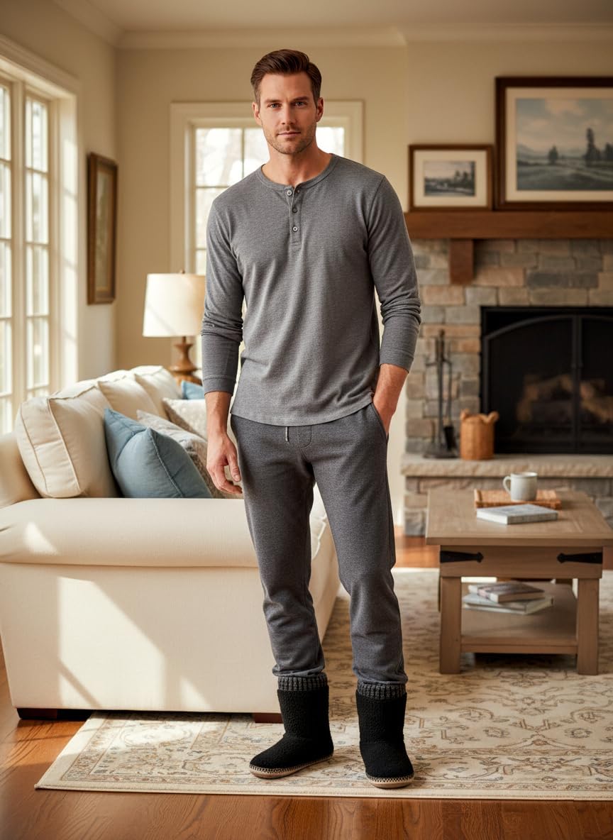 cosyone1997 Cozy Boot Slippers for Men Indoor, Fuzzy House Shoes with Non Slip Gripper Soles, Soft Warm Moccasin Socks, Winter Gifts for Christmas Unique - Image 8