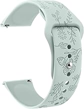 Floral Engraved Bracelet 20 mm 22 mm Watch Straps, Waterproof Silicone Wristbands, with Quick Release, Adjustable Replacement Strap for Men and Women (20 mm, Light Green)