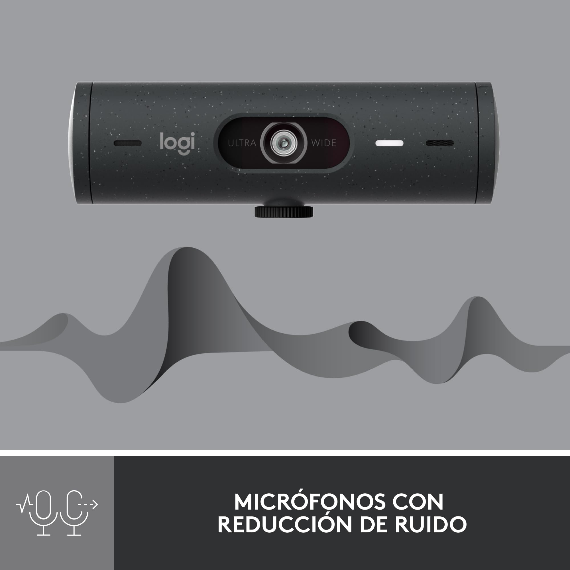 Logitech Brio 500 HD Webcam Ajuste Luz, Modo Visualización, Mics Duales con Reducción Ruido, Cubierta Privacidad Cámara Web, Admite MS Teams, Google Meet, Zoom, Cable USB-C - Grafito