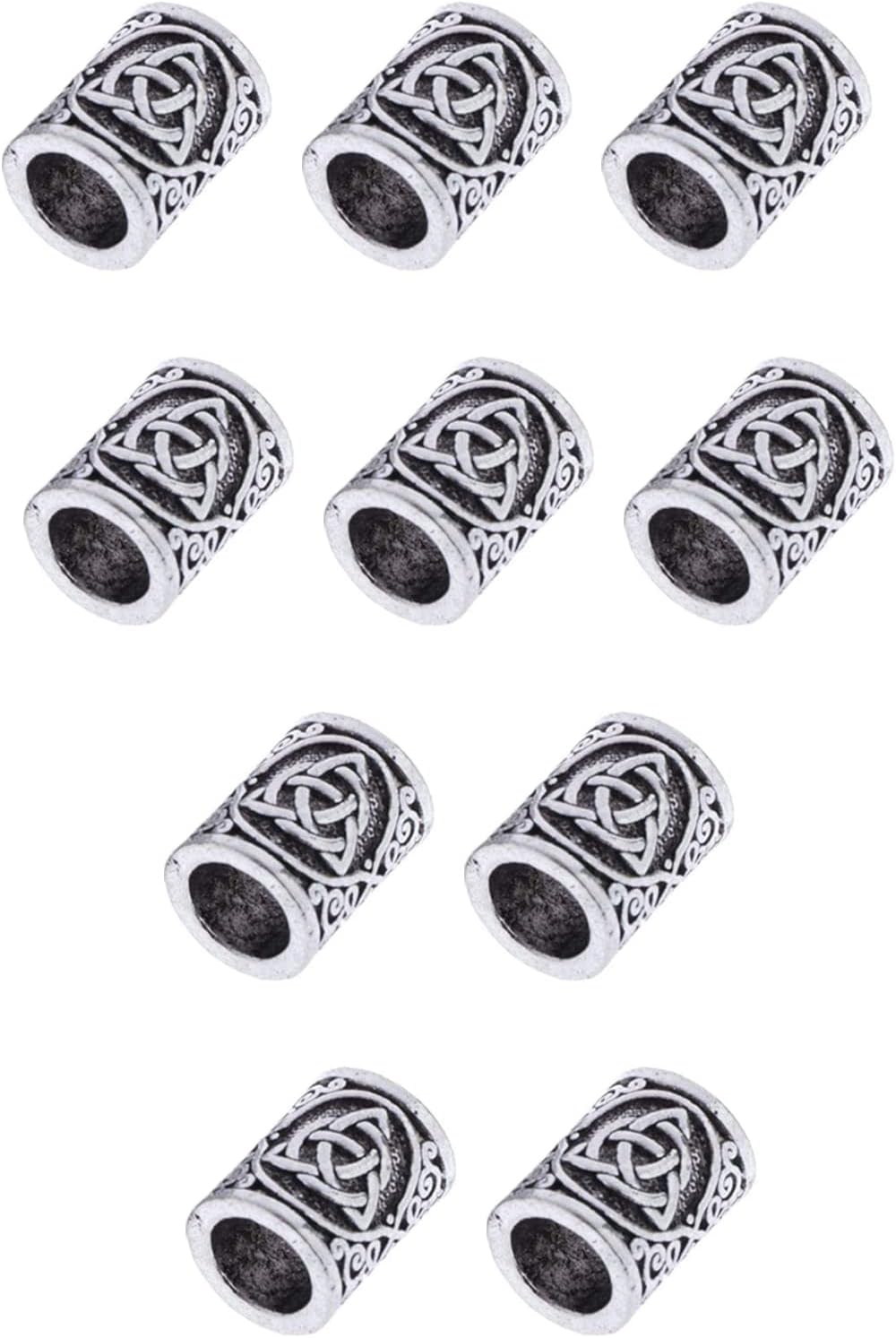 10 Pcs Viking Celtic Knot Rune Beads Metal Dreadlocks Beads Hair Accessories for Hair Beards Jewelry Making