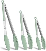 Vista 10 de HOTEC Pinzas de Cocina Premium de 7 y 9 Pulgadas, Pinzas de Cocina de Acero Inoxidable con Bloqueo y Puntas de Silicona, Antiarañazos y Resistentes