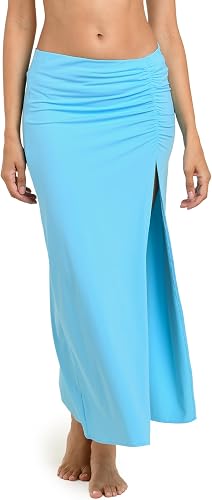 La Blanca Women's Island Goddess Shirred High Slit Skirt, Sky, X-Small