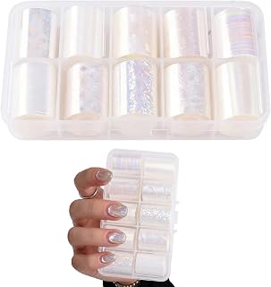Aurora Nail Transfer Foil Sheets - Iridescent Nail Art Foil Stickers, Pe...