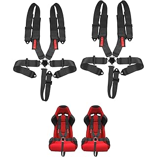 BESTZHEYU 2PCS Black 5-Point Racing Safety Harness Set with Ultra Comfort Heavy Duty Shoulder Pads Universal Polyester Safety Harness Set fit for Sports Car, Racing Car, Car