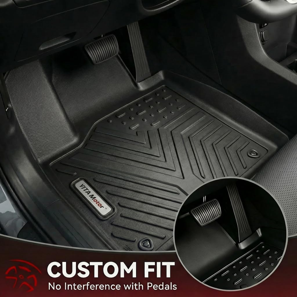 YITAMOTOR Floor Mats & Cargo Mat for Hyundai Santa Fe 2023 2022 2021 (Not for Hybrid), Includes 2 Rows and Cargo Liner Set,TPE All-Weather Floor Mat Set Liners, Black