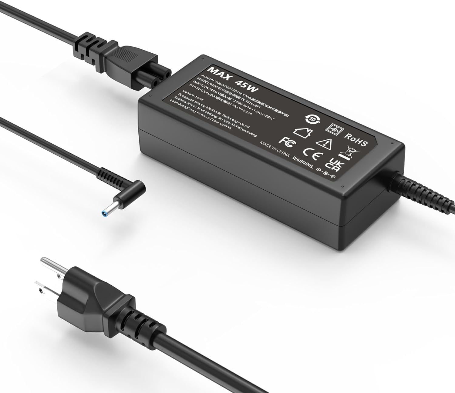 45W Laptop Charger Compatible with HP Stream 11 13 14 Blue Tip 19.5V 2.31A AC Adapter with Power Cord