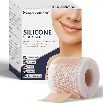 Silicone Scar Tape 4 cm x 1.5 m Roll 1 Roll | Cut-to-Size Silicone Scar Tape | Medical-Grade Silicone for Scar Management | Breathable, Flexible & Water-Resistant