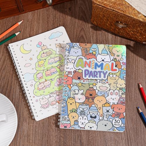 Livre de coloriage anti-stress avec 30 adorables dessins d'animaux