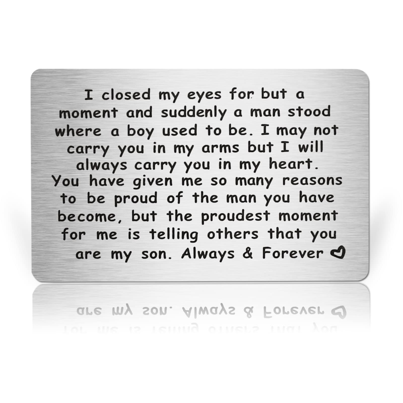 Son Gift from Mom Wallet Insert Card to My Son, Engraved Wallet Card Metal Wallet Insert Card to My Son from Mum, Son Birthday Card, Graduation Birthday Wedding Inspirational gifts, Christmas gifts