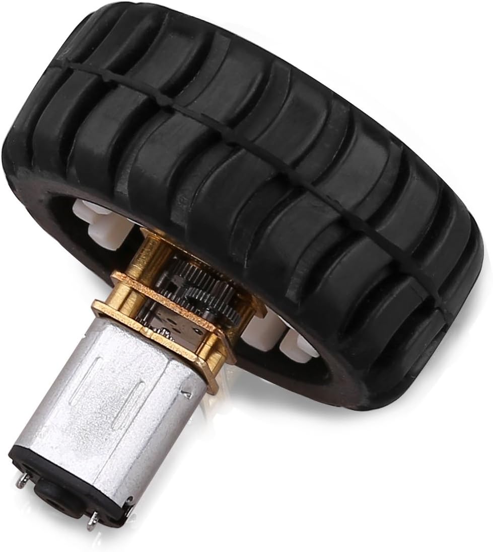 Flormoon 3-12V Miniature Gear DC Motor with Fixed Frame Coupling Nut Plastic Wheel for DIY Toys Science
