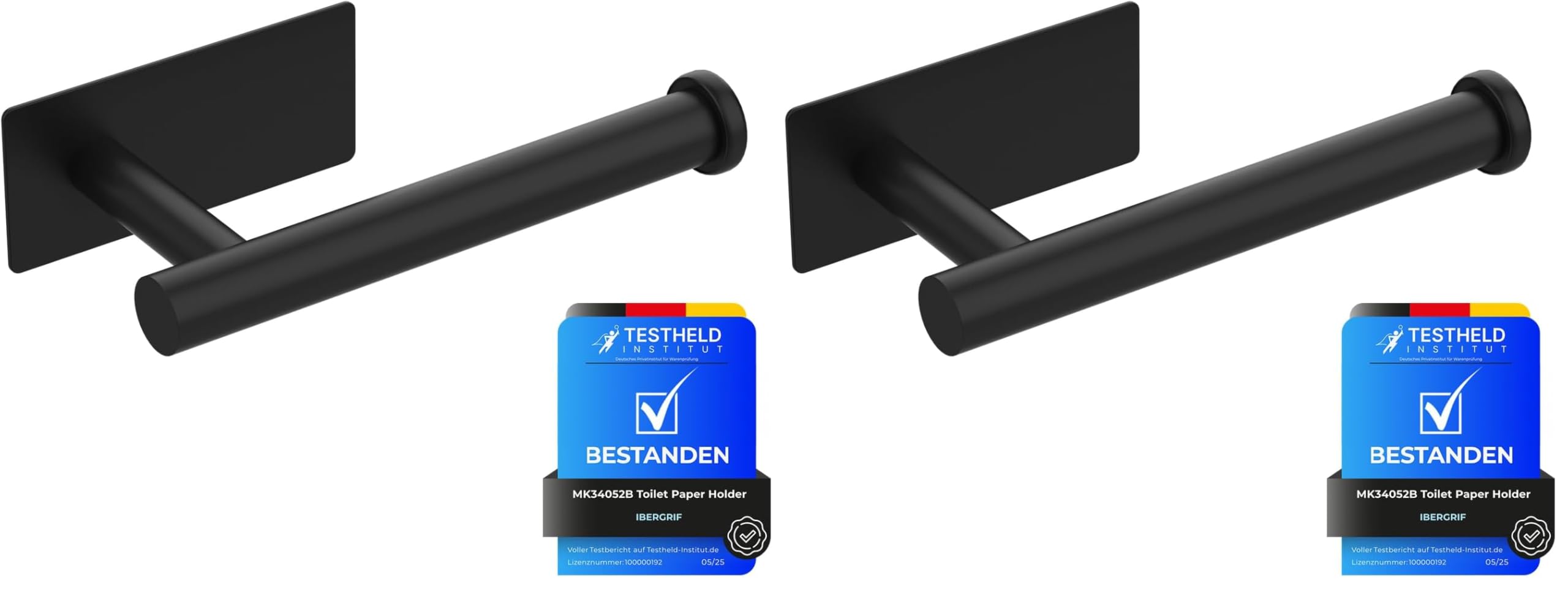Ibergrif MK34052B Portarrollos Baño para Papel Higiénico, Portarrollos Baño Autoadhesivo, Soporte Colgador, Acero Inoxidable, Negro — view 8