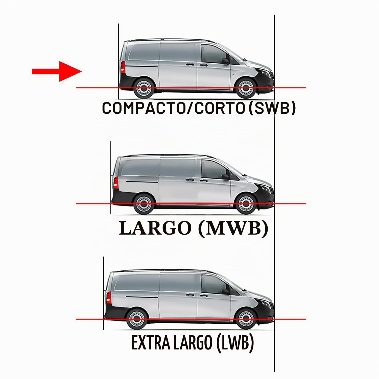 CHROMEMASTER | Baca de Techo Compatible con Ford Transit Connect 2014-2024 Short; para Fijar Las Barras de Techo, Cajas de Techo o Portabicicletas | Construcción Robusta de Aluminio