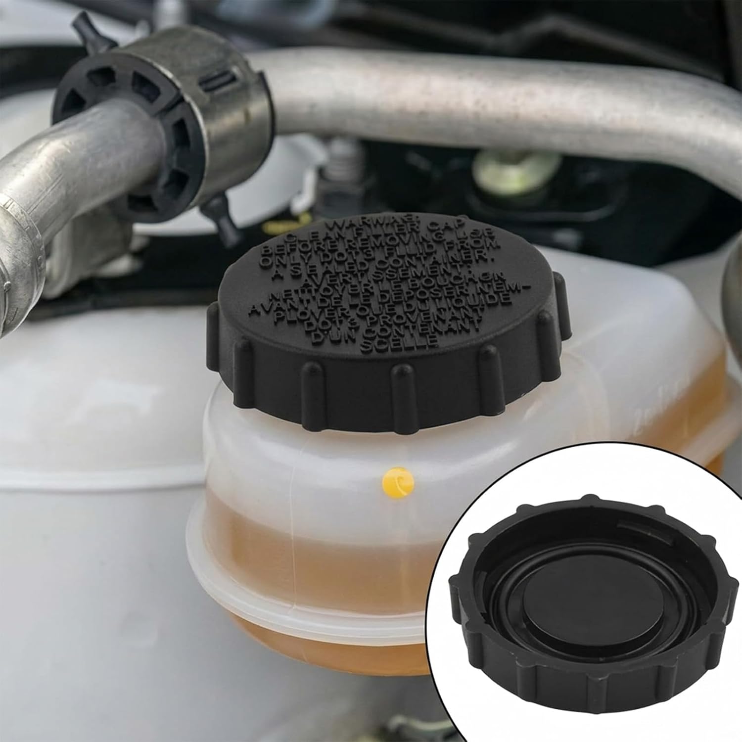 Brake Fluid Cap, Brake Master Cylinder Fluid Reservoir Cap, Replace F88Z-2162-AA BRFC-4 Compatibility for Expedition Excursion Lincoln Navigator F-150 F-250 GT E-150 E-250 E-350