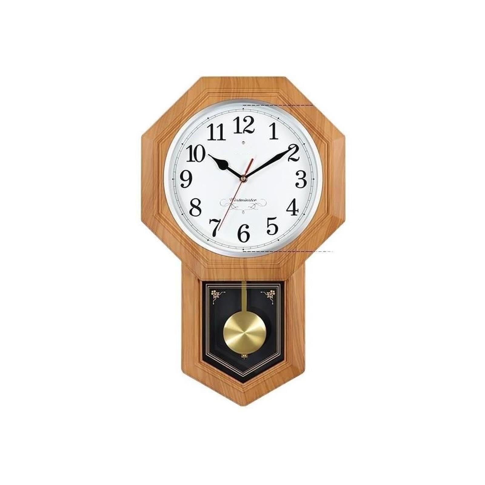 Reloj de Pared Reloj de Pared péndulo Octogonal, Reloj silencioso Apto para salón(Orange)