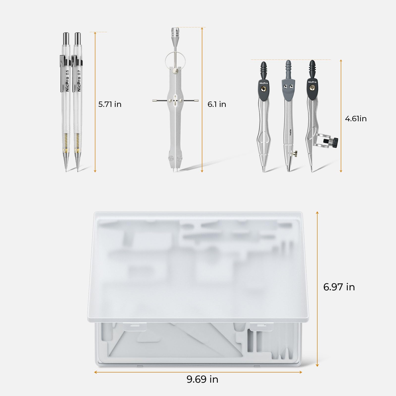Nicpro Geometry Set - Drafting Tools for Students -8