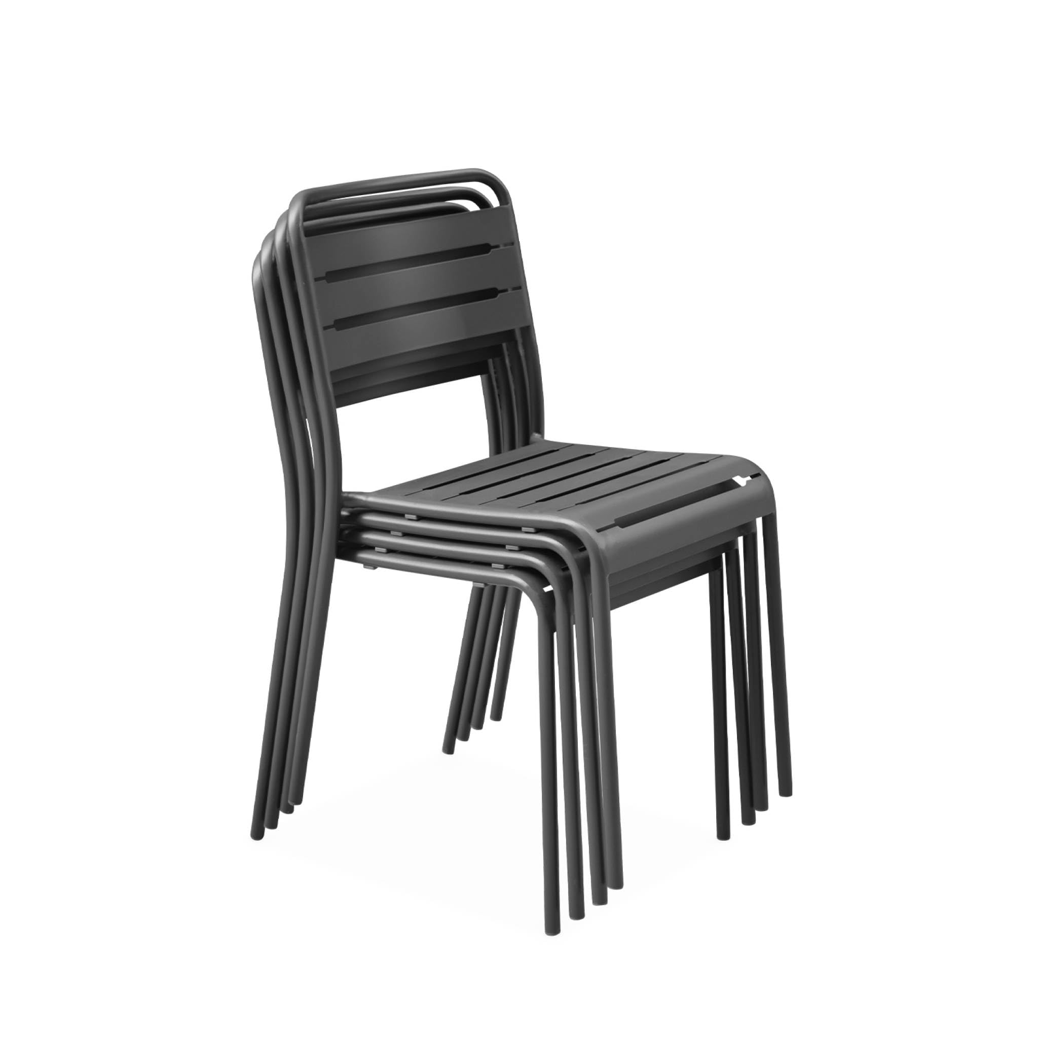 Alice's Garden - Lot de 4 chaises de Jardin Acier. 4 Places. Anthracite. Amelia. L44 x P52 x H79cm