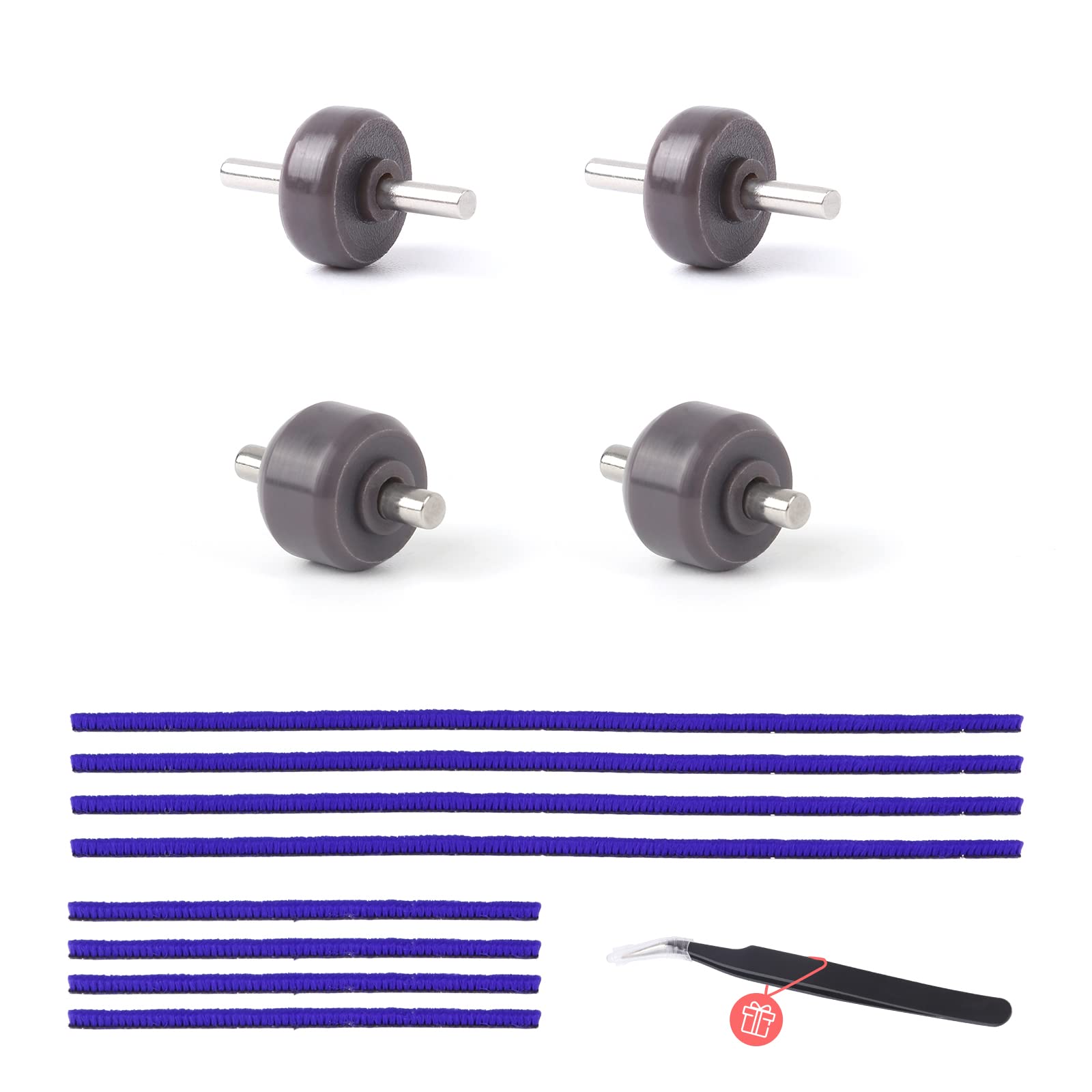 Soft Plush Strips and Wheels Kit Compatible with Dyson Vacuum Cleaner Soft Roller Cleaner Head Replacement parts, A Set of 6-Strips 9.1-Inch Soleplate