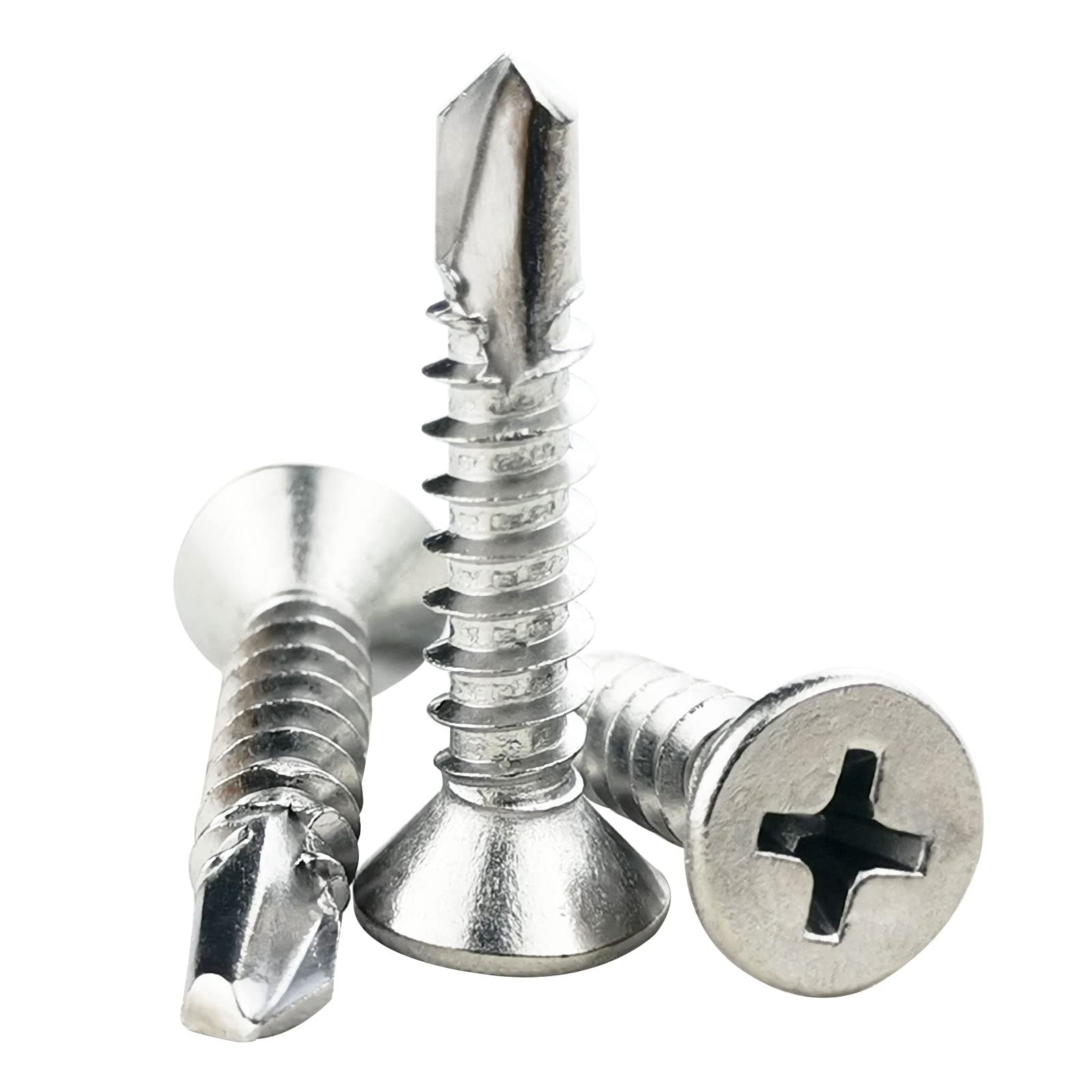 60 Stainless Steel Sheet Metal Screws - #10 Self Drilling -7