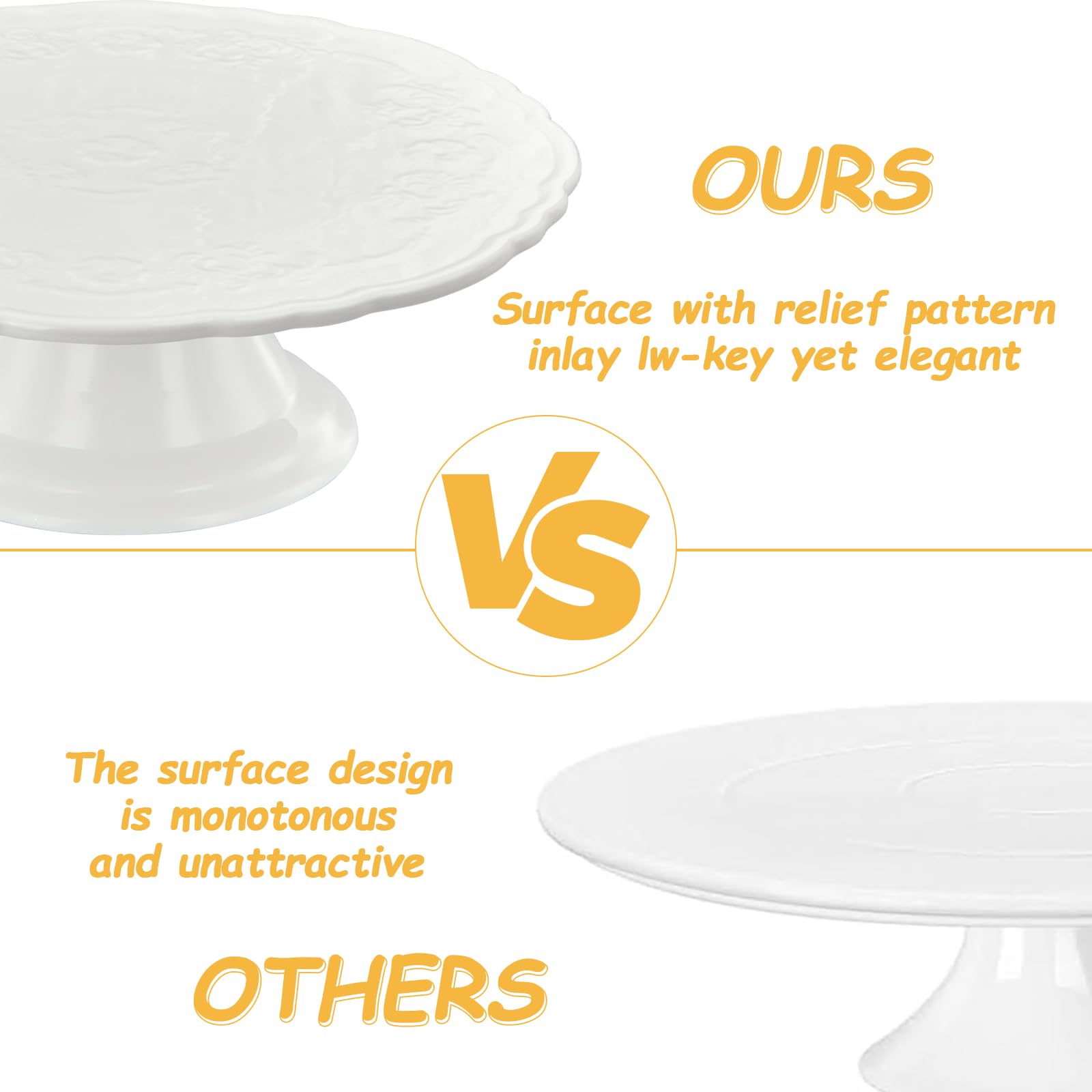 Bandejas de Tartas de Porcelana Blanco, Soporte para Tartas, Bandeja de Postre, Platos para Tartas Redondas, para Bodas, Fiestas de Té, Fiestas, Cumpleaños, Celebraciones (Blanco, 27 cm)