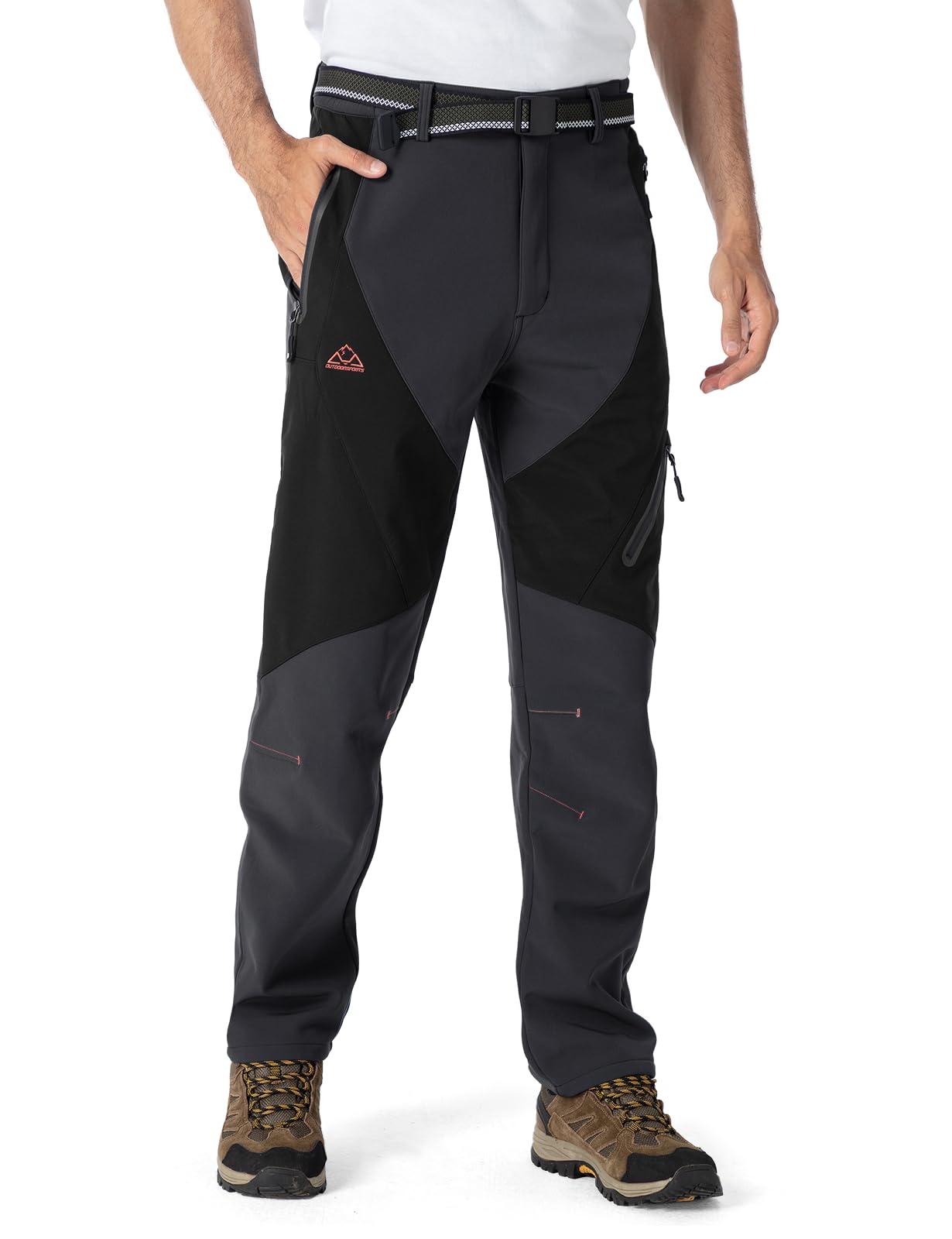 Rdruko Pantaloni da sci da uomo, invernali, impermeabili, in softshell, imbottiti, caldi, per attività all'aria aperta, per snowboard, trekking, per uomini, grigio scuro, 36
