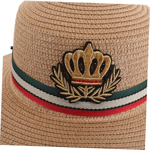 Homoyoyo Boys and Girls Straw Hat Wide Brim for Boys and Girls Breathable Sun Cap for Beach Adventures Versatile Outdoor Hat for Toddlers and Young Boy Girl Khaki3