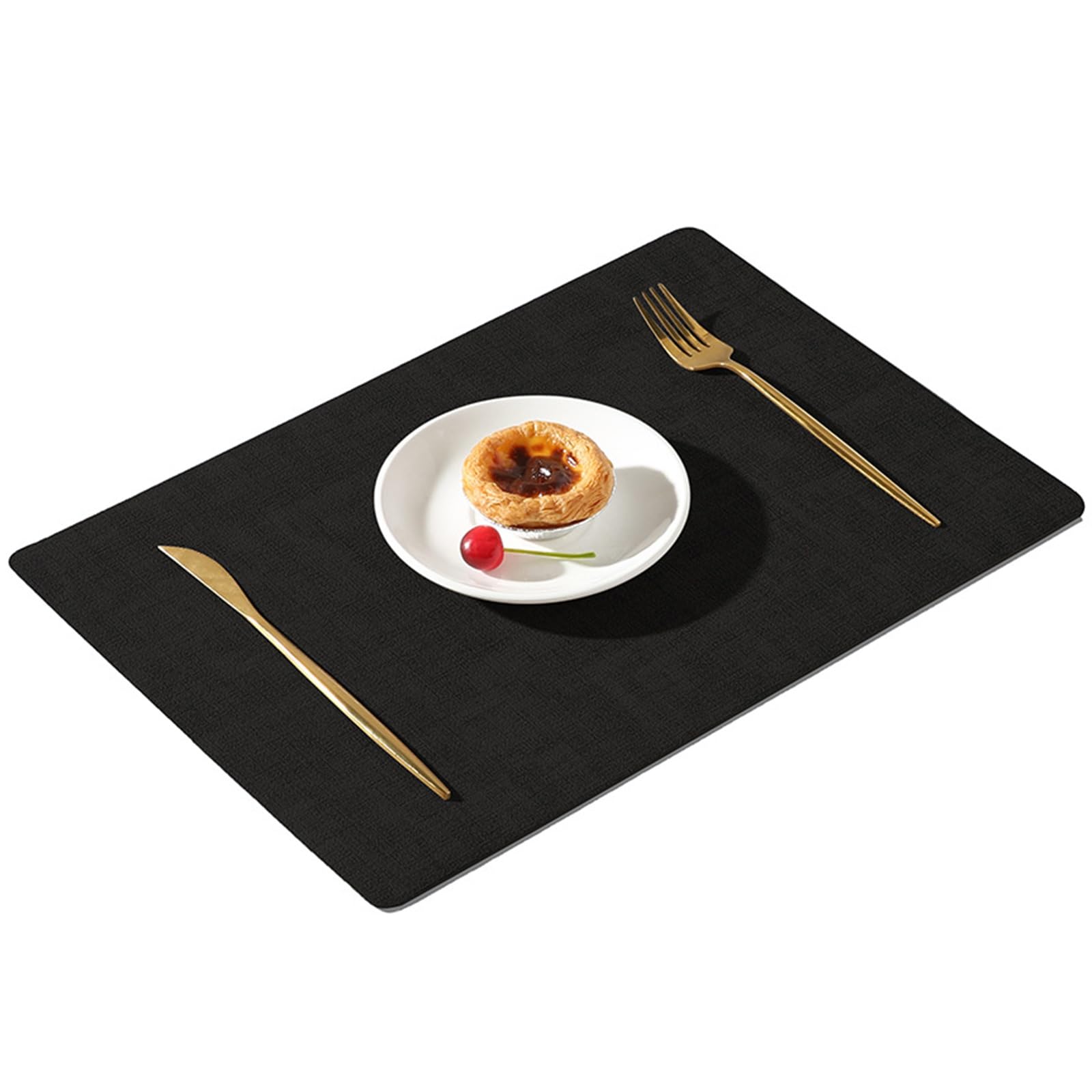 Lot de 8 sets de table en cuir synthétique résistants à la chaleur, lavables, antidérapants, imperméables pour cuisine, maison, extérieur, décoration de table noire élégante