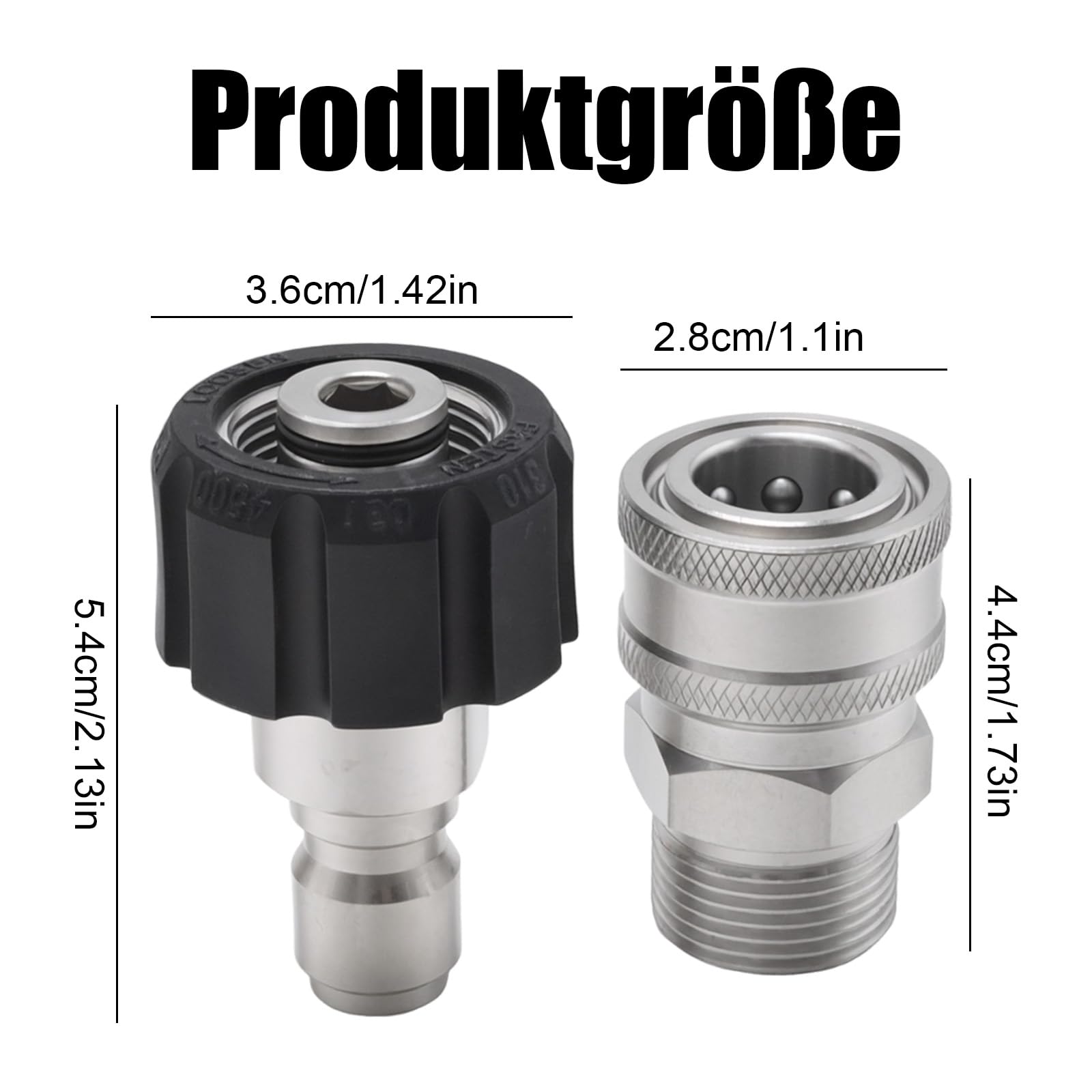 Schnellkupplungsadapter aus Edelstahl, Adapter von M22 auf 1/4-Zoll für Hochdruckreiniger, zum Anschluss von Hochdruckreiniger-Pistolen und -Schläuchen