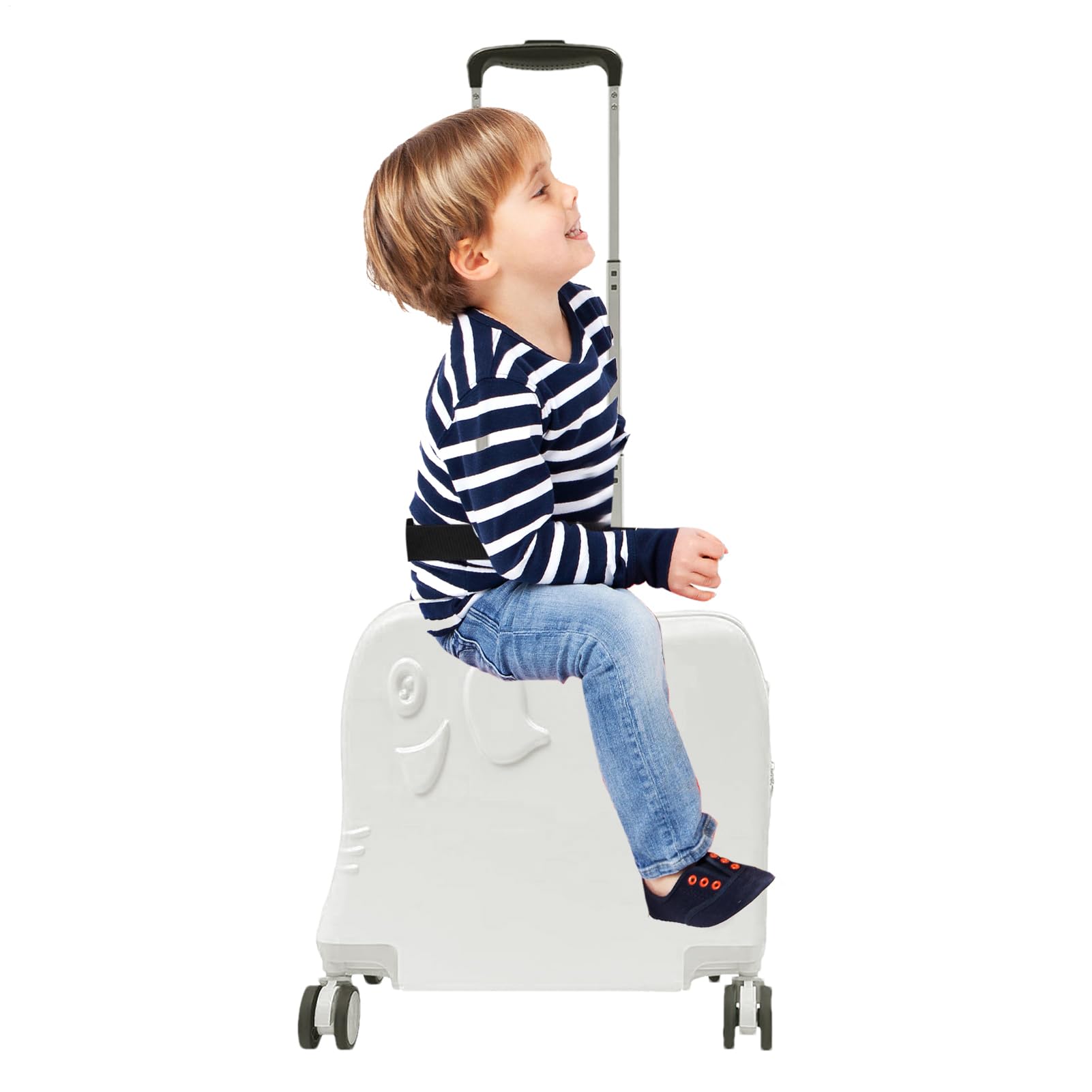 I bambini trasportano bagagli con ruote - valigia per bambini con ruote | bagagli ondulati per bambini | Valigia rigida per ragazzi e ragazze, carrello spinner per aereo, bagaglio compatto, Bianco