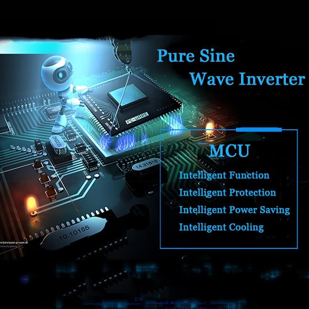 Inversor De Energía De Onda Sinusoidal Pura,3000W 4000W 5000W,Inversor DC 12V24V/48V to AC 110V220V,con puertos de carga USB, y dos ventiladores de refrigeración,12Vto220V-3000W