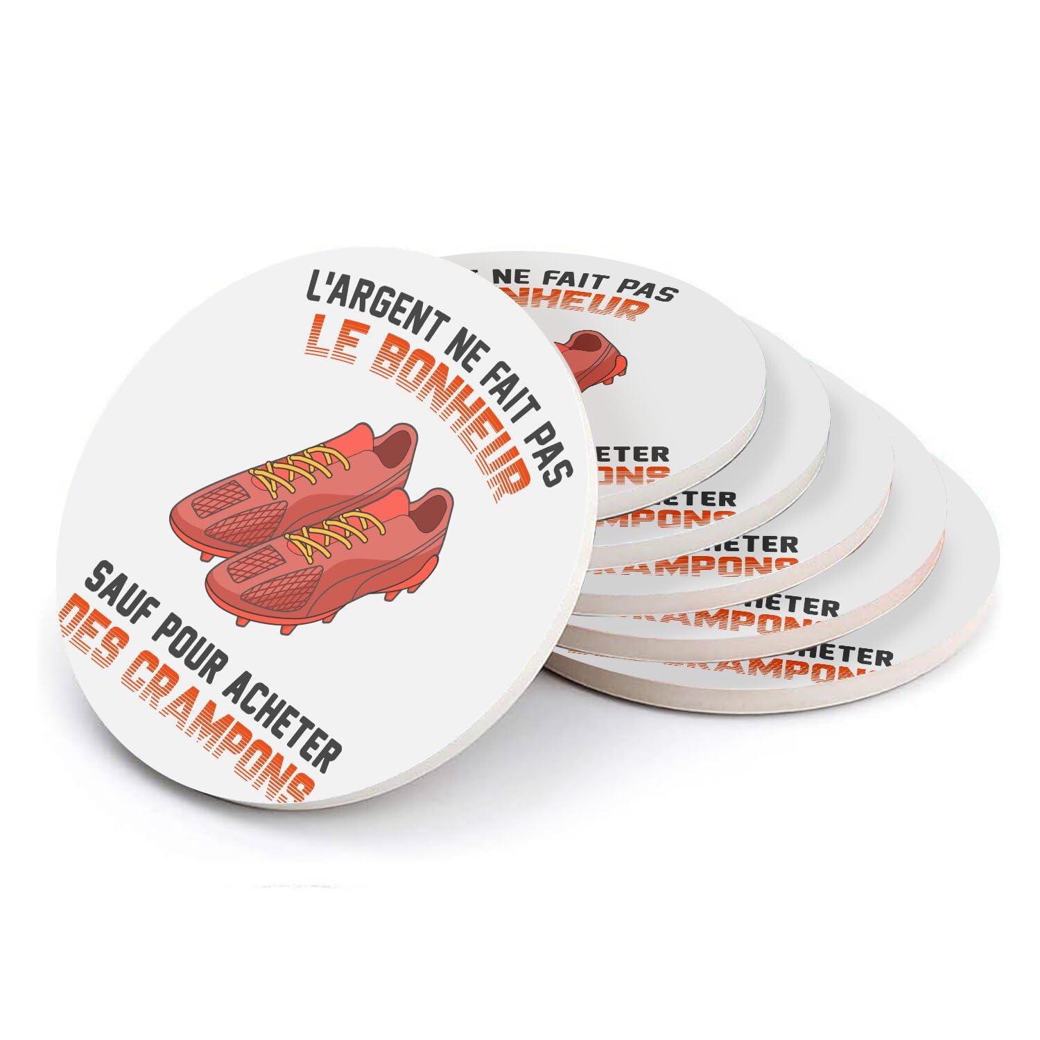 Sous-verre ronds en céramique idée cadeau originale pour supporter de football