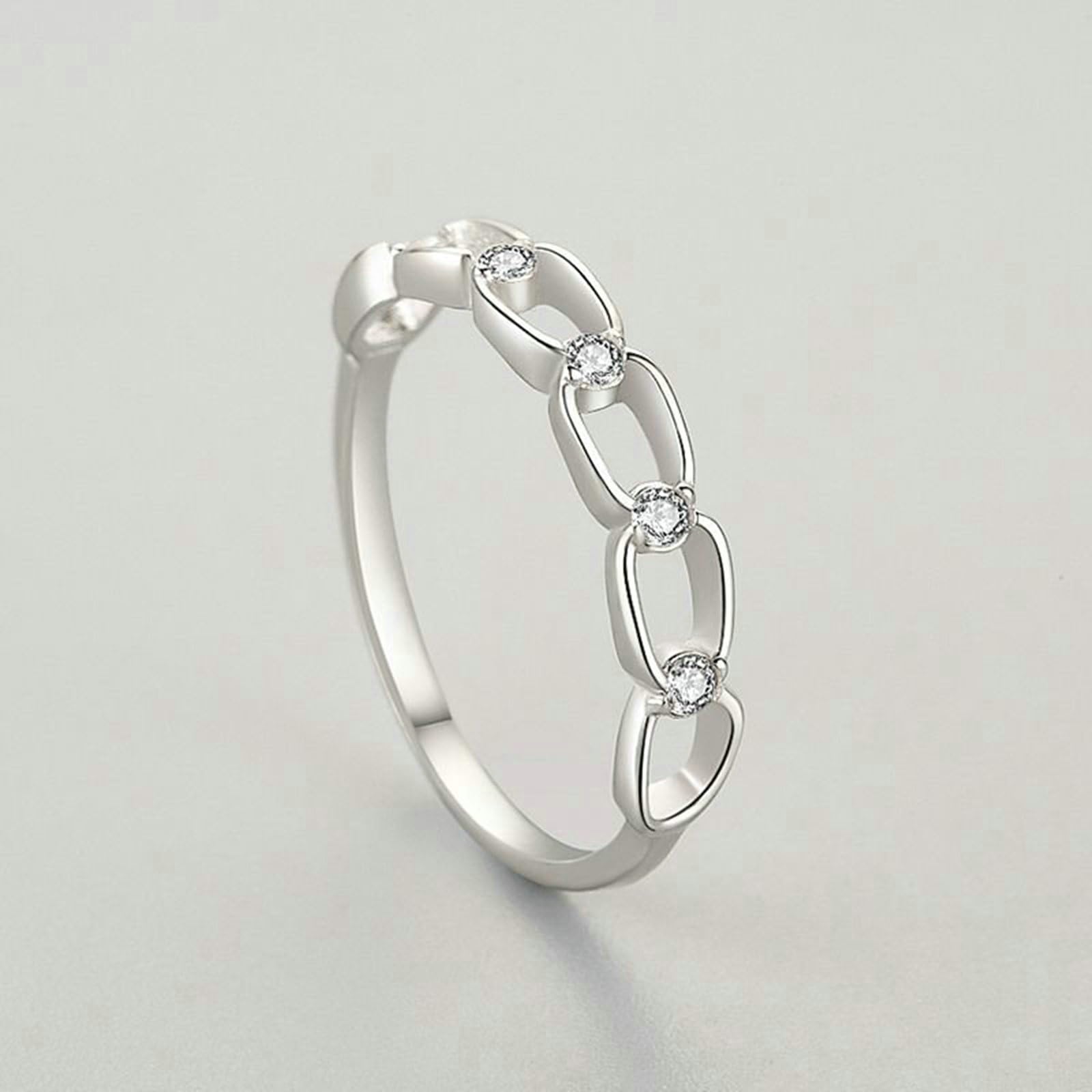 Verlobungsringe, Damen Ring Hohlkette mit Moissanit