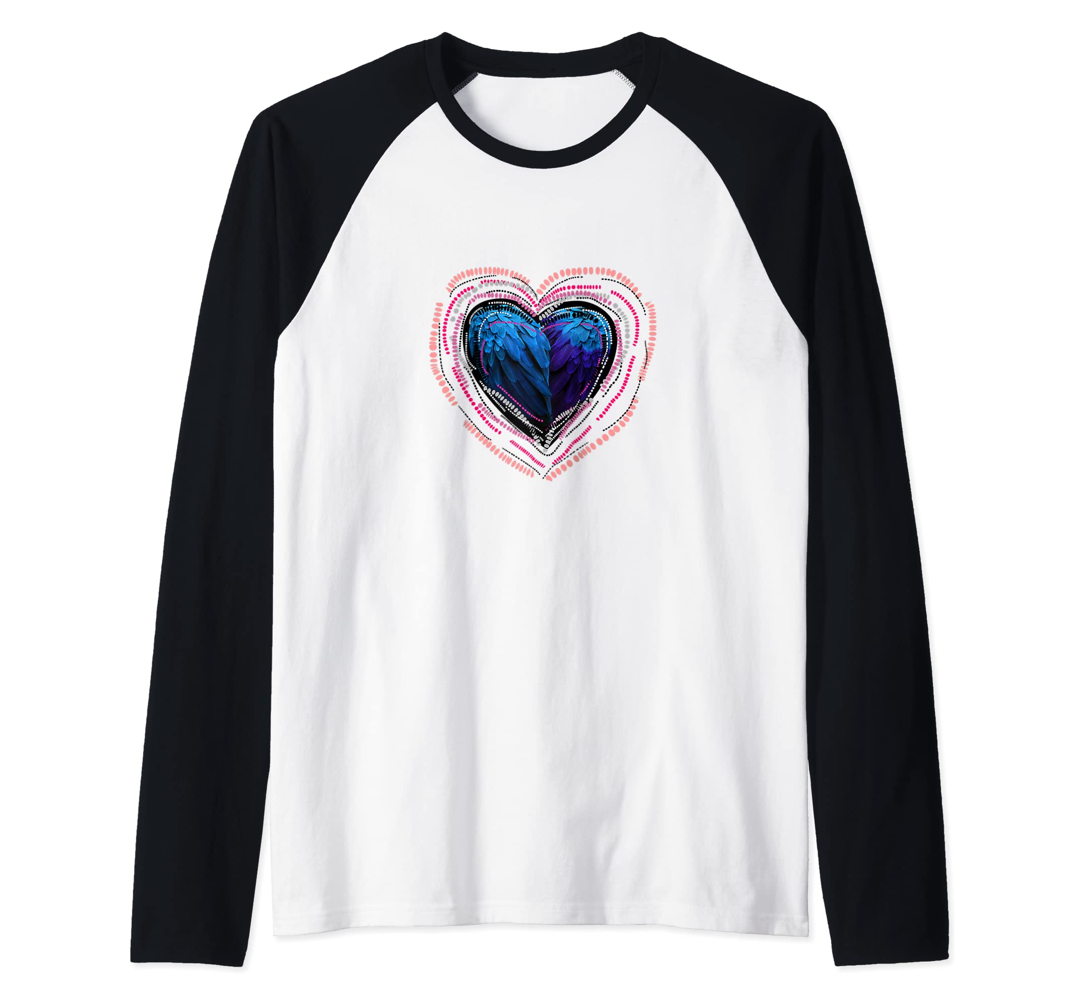 Angel Wings Blue Heart Feather Valentine’s Day Love SHSN Raglan Baseball Tee