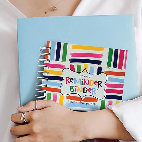 Miniatura 9 de Carpeta de recordatorios 2024-2025 planificador de 18 meses + 361 calcomanías de agenda, vistas semanales y mensuales, tapa dura, cierre elástico,