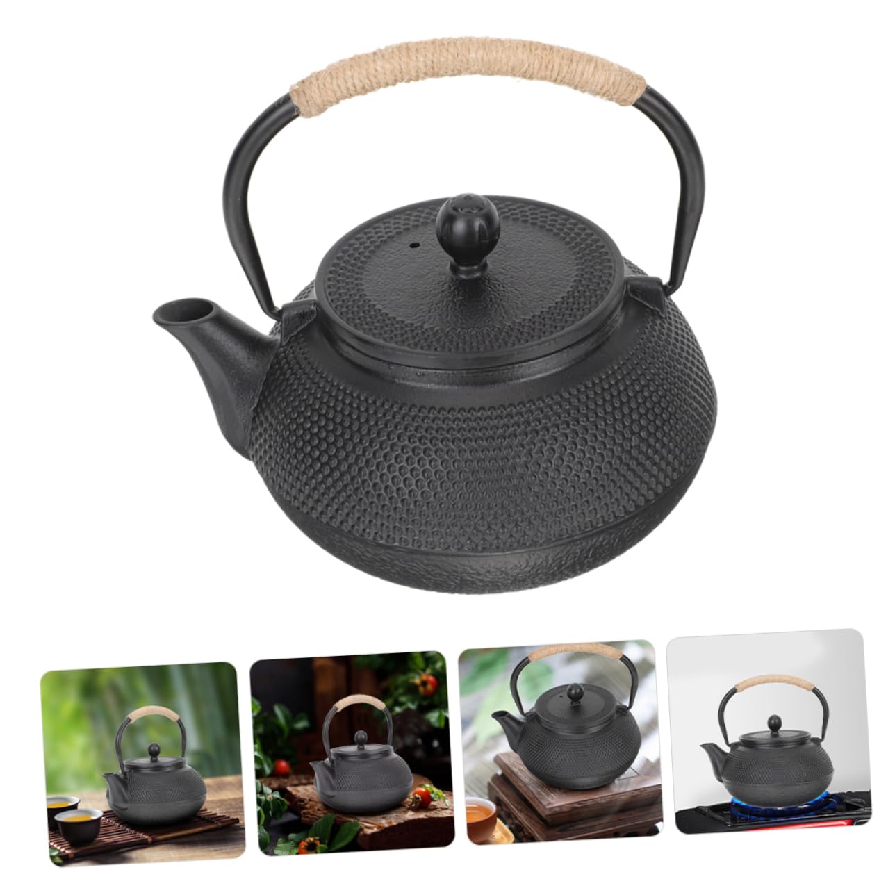 Cabilock Tetera Pequeña De Hierro Forjado Asa Antideslizante Tetera De Escritorio Resistente Al Calor Hogar Utensilio Para Servir Té