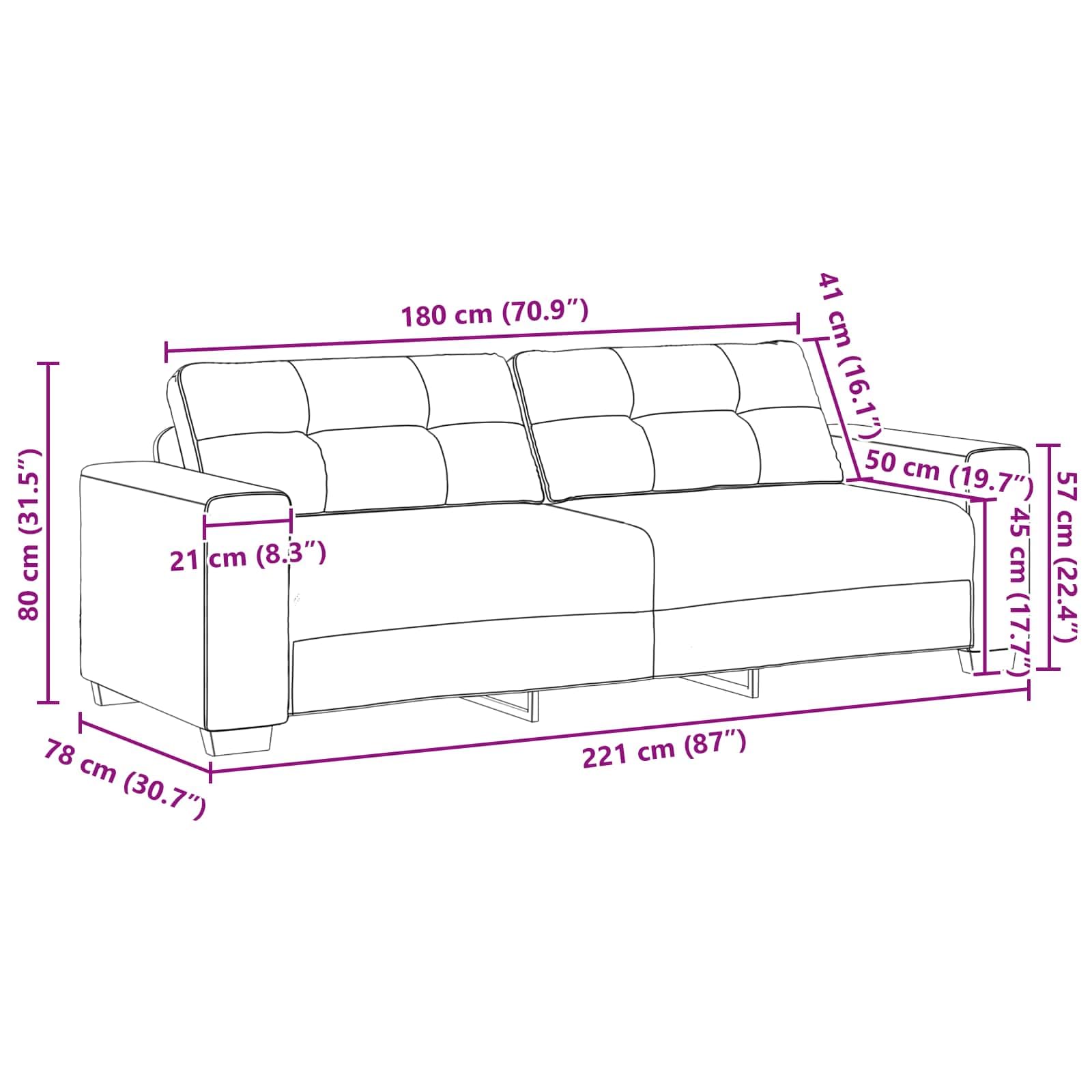 vidaXL Sofá marrón Moderno de 3 plazas, fácil de armar. Ideal para la Sala, Tiene un diseño Duradero y es súper cómodo para relajarte. Es un sofá Rectangular de Tela, hogar.