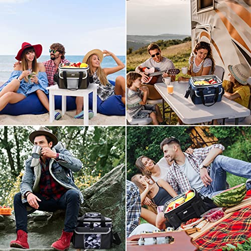 Mier Large Soft Cooler Bag Insulated Lunch Box Bag Picnic Cooler Tote With Dispensing Lid, Multiple Pockets, 18 Can(Black And Grey) #TOP4