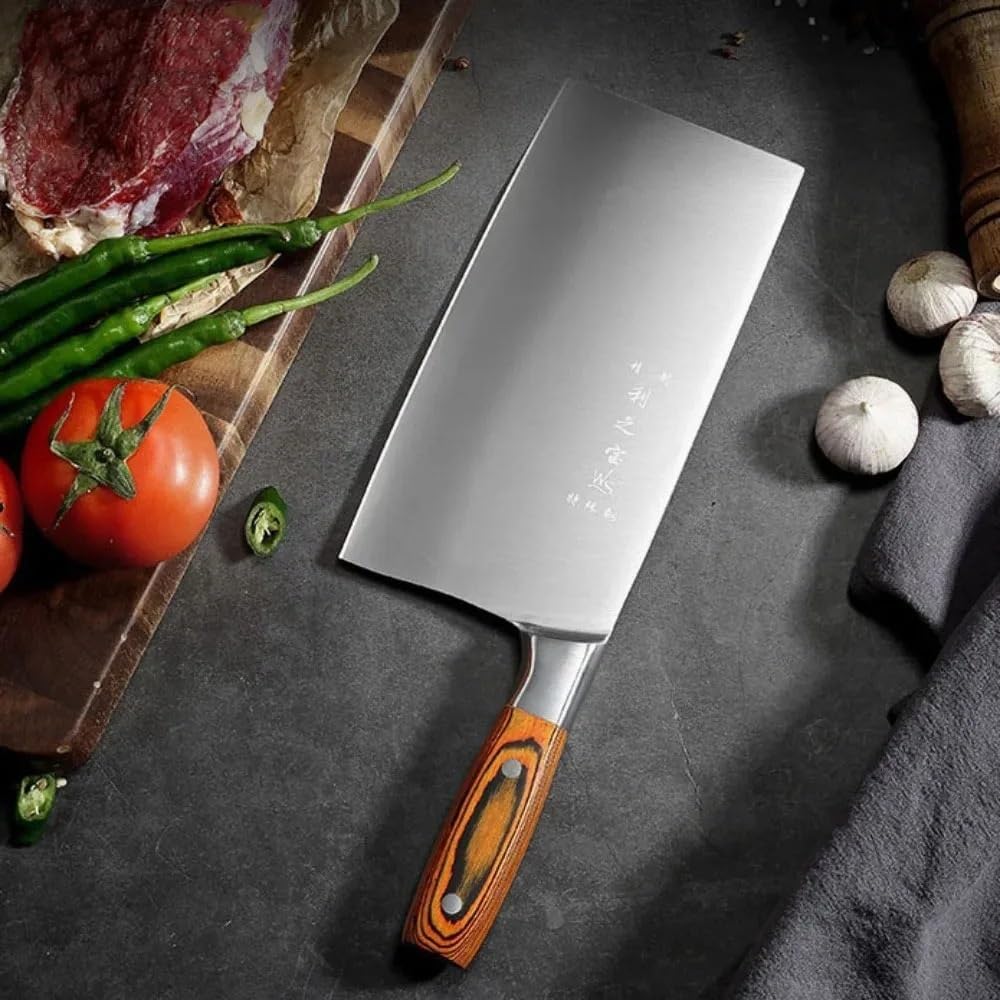 Meat Cleaver,Cleaver Knife 8.2 Inch 4Cr13 Stainless Steel Cleaver Knife Chinese Kitchen Chopping Slicing Dual-purpose Knife Cooking Tools Durable Sharp Blade Knives, LAMAJIGA5844