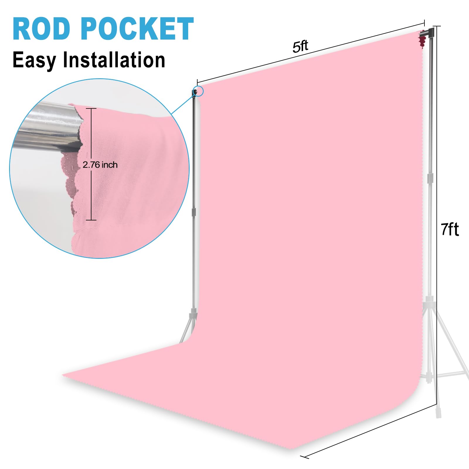 Pink Backdrop for Photoshoot, Professional Photo Backdrop Background Curtain for Product Photography, Portraits, Wedding, Party, Live Streaming Video Recording 5X7 FT (Background Only)