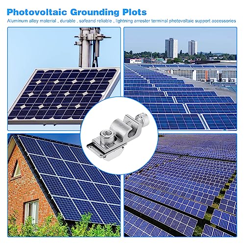 4 Stück Erdungsklemme PV Modul Aluminium Solarpanel Erdungsclips, Solarmodul Halterung mit 1 Schraubenschlüssel, Solarpanel Erdungsclip Potentialausgleich für Solar Montage System Kit