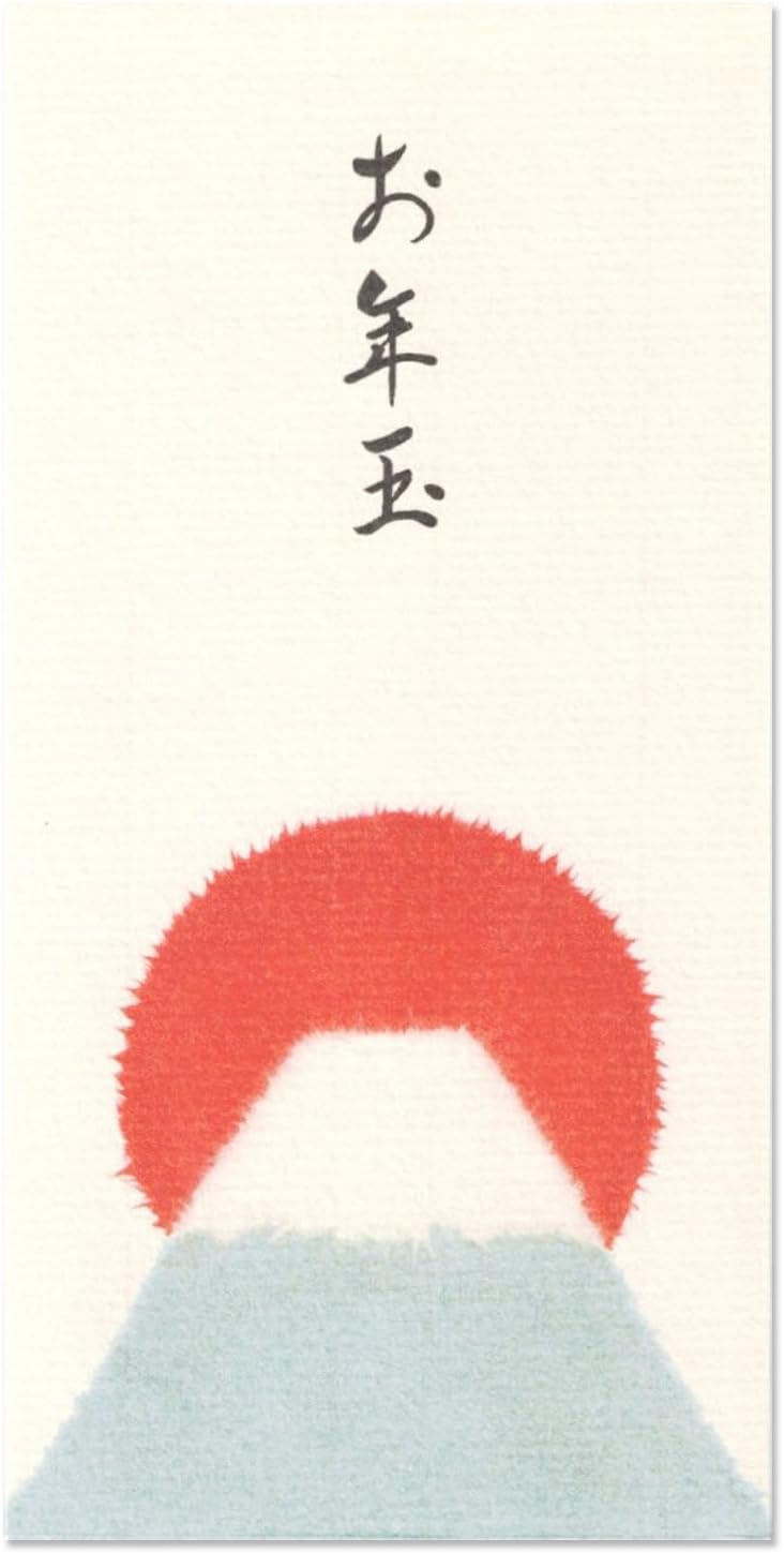 Otoshidama Bag, 1,000 Yen Bag, Long Size, Japanese Paper Pouch, Chigirie Picture, Mt. Fuji, Pack of 5