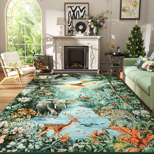 Tapete Amearea Jungle 5x7 Verde Lavable miniatura 5