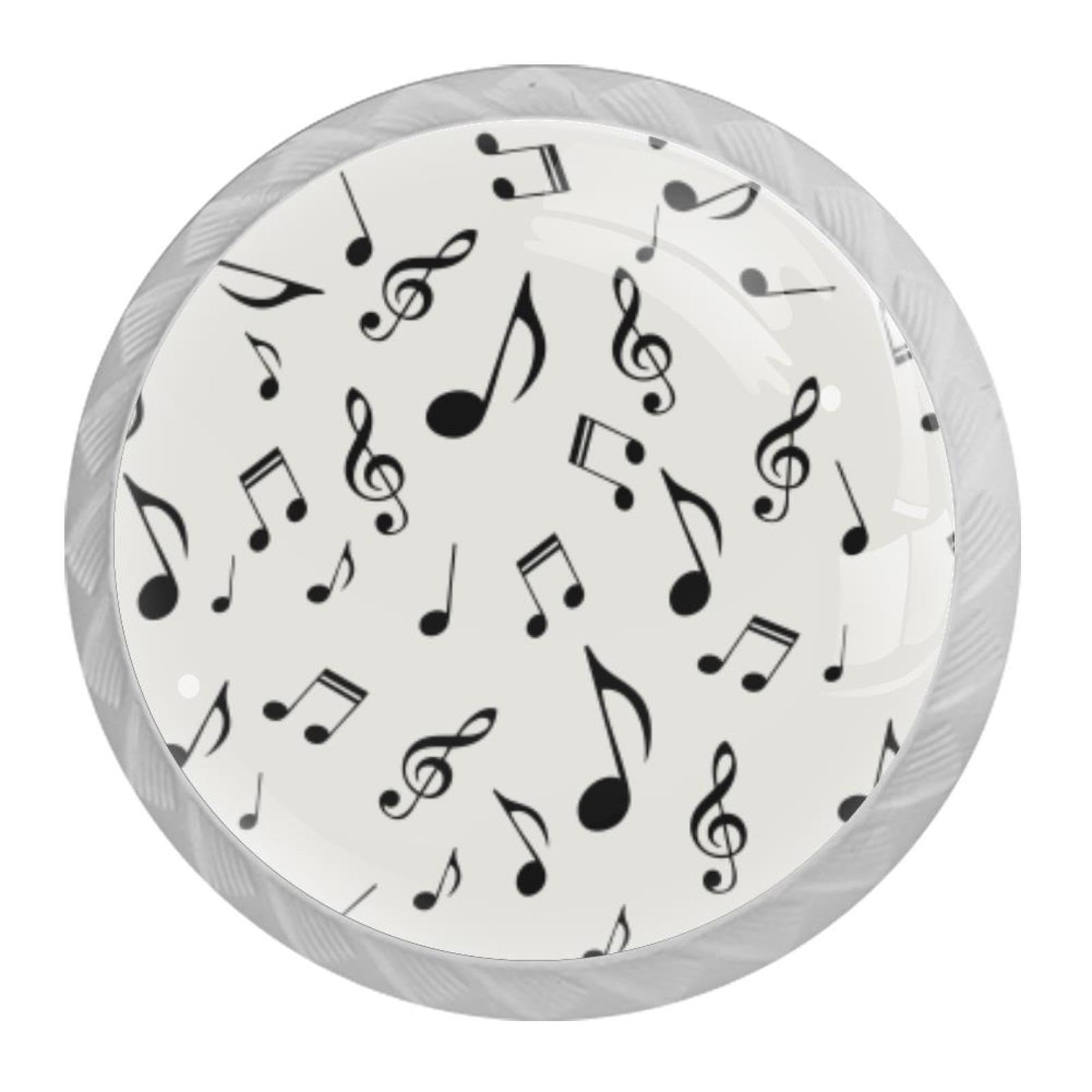 Tqmspg Multi07 4 Pieces Drawer Pulls Musical Notes Pattern Door Knobs Dresser Handles For Kitchen Wardrobe Cupboard Hardware Furniture